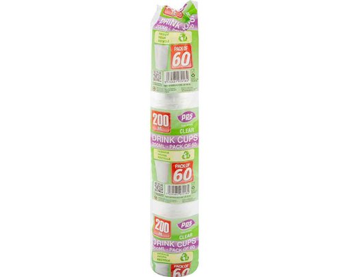 60PK 200ml CLEAR PLASTIC CUPS