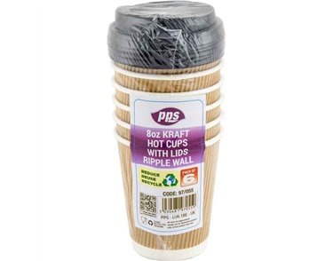 6PK 8oz RIPPLE CUPS WITH LIDS