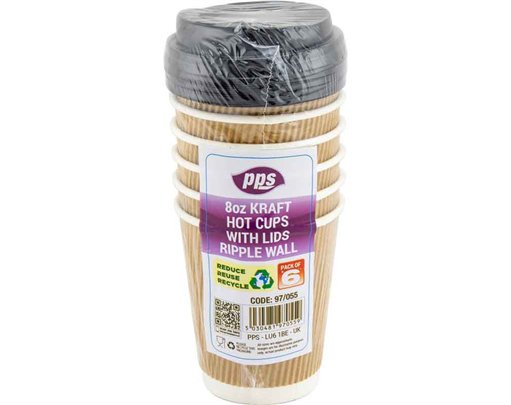 6PK 8oz RIPPLE CUPS WITH LIDS