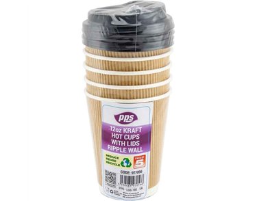 5PK 12pz RIPPLE CUPS WITH LIDS