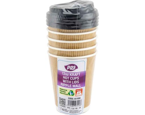 5PK 12pz RIPPLE CUPS WITH LIDS