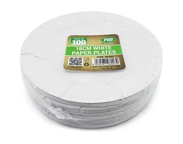 100PK 18cm WHITE PAPER PLATES