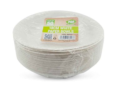 50PK 180mm WHITE PAPER BOWLS