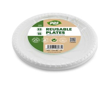 10PK 23cm WHITE PLASTIC PLATES