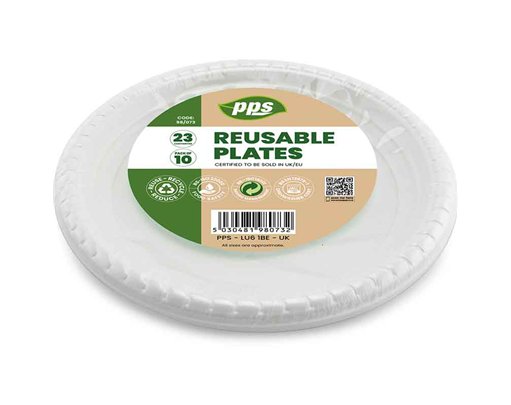 10PK 23cm WHITE PLASTIC PLATES