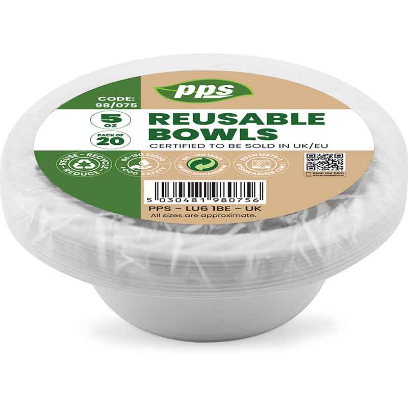 20PK 5oz WHITE PLASTIC BOWLS