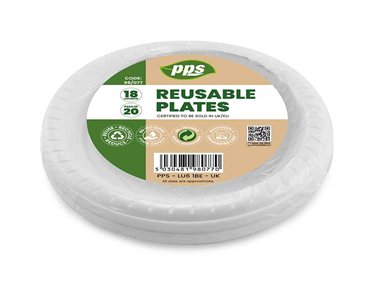 20PK 18cm WHITE PLASTIC PLATES