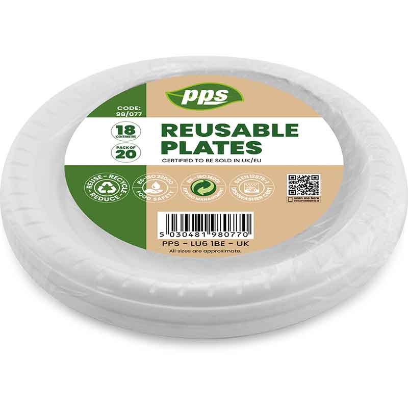 20PK 18cm WHITE PLASTIC PLATES