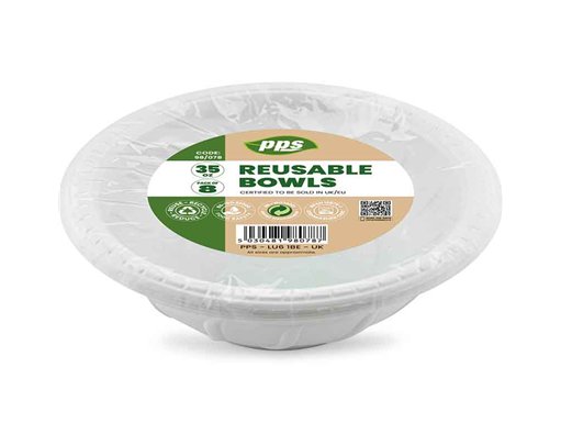 8PK 35oz WHITE PLASTIC SALAD BOWLS