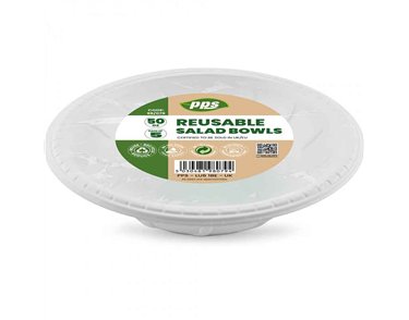5PK 50pz WHITE PLASTIC SALAD BOWLS
