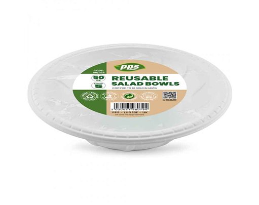 5PK 50pz WHITE PLASTIC SALAD BOWLS