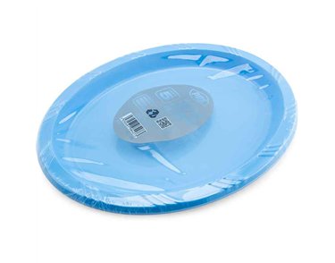 5PK 26cm LIGHT BLUE PLASTIC OVAL PLATES