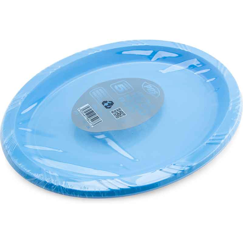 5PK 26cm LIGHT BLUE PLASTIC OVAL PLATES