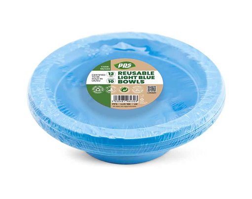 10PK 12oz LIGHT BLUE PLASTIC BOWLS