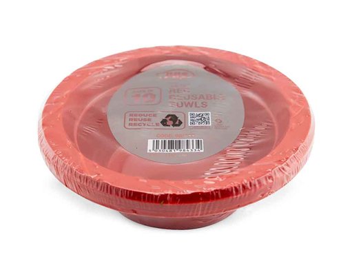 10PK 12oz RED PLASTIC BOWLS