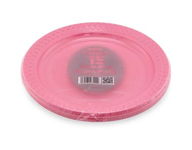 15PK 18cm PINK PLASTIC PLATES