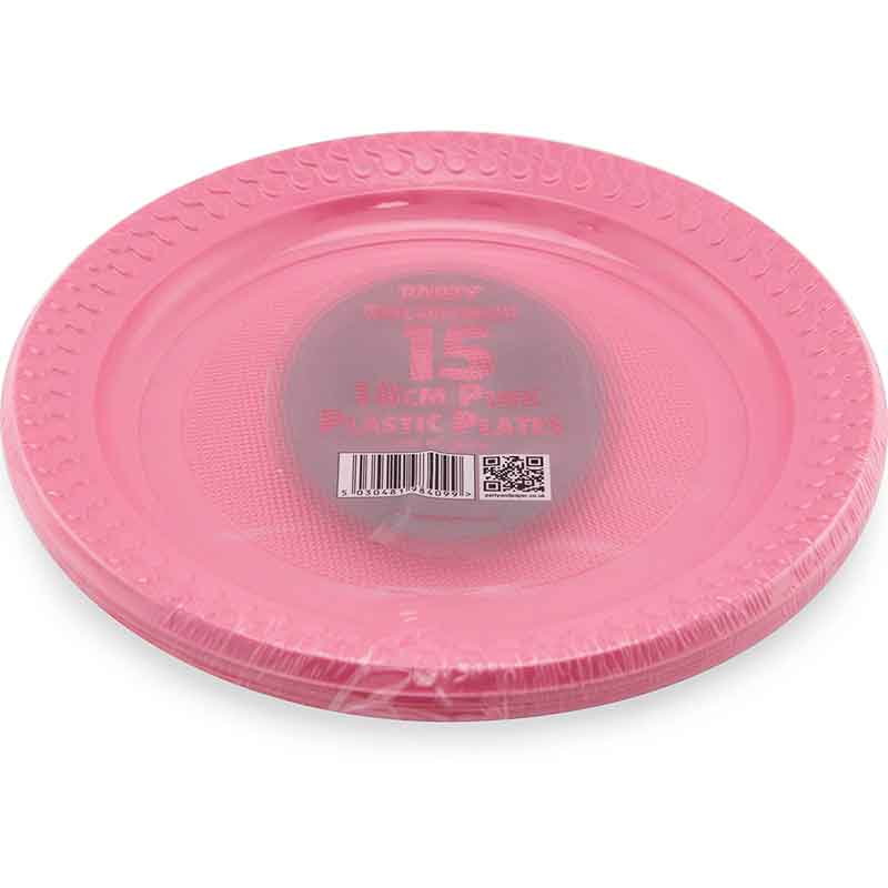 15PK 18cm PINK PLASTIC PLATES