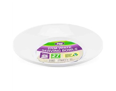 2PK 27cm WHITE PLASTIC SERVING BOWLS