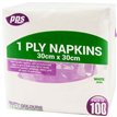 100PK 30cm 1PLY WHITE NAPKINS