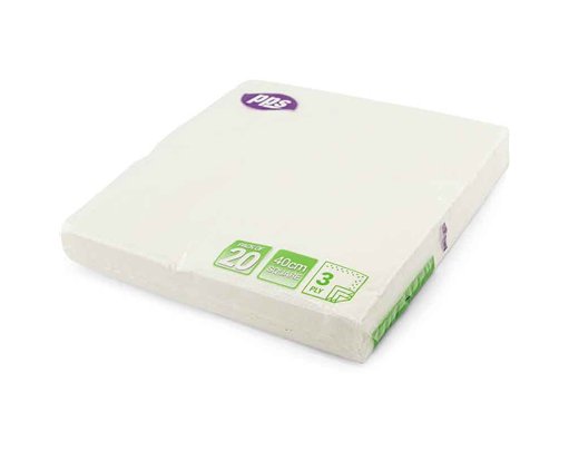 40cm 3PLY WHITE NAPKINS