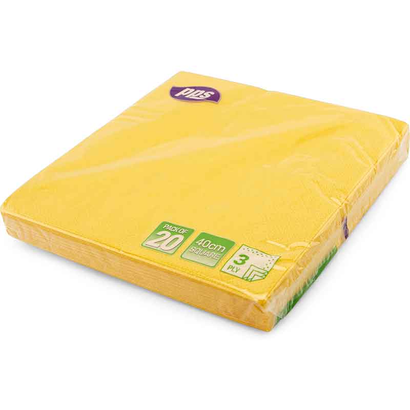 40cm 3PLY YELLOW NAPKINS