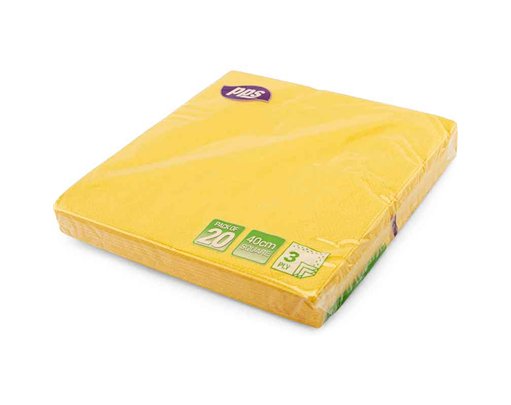 40cm 3PLY YELLOW NAPKINS
