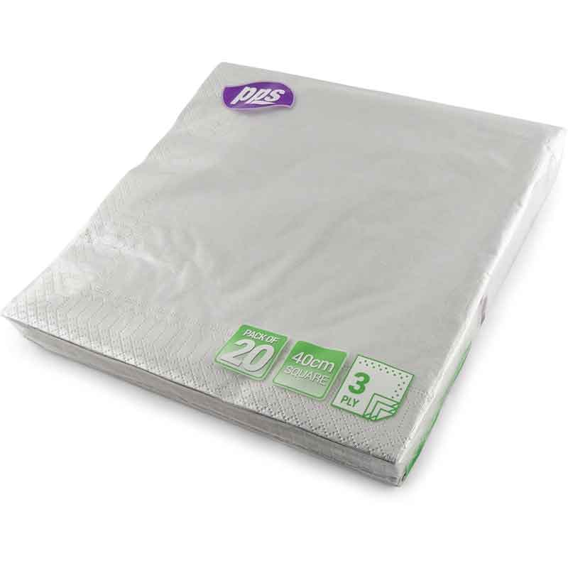 40cm 3PLY SILVER NAPKINS