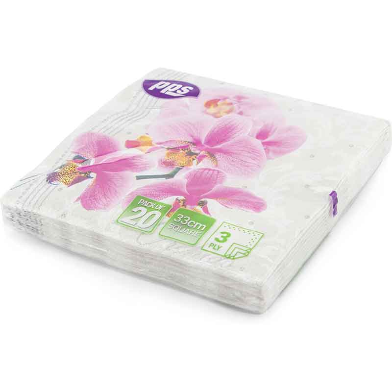 20PK 33cm 3PLY ORCHIDS NAPKINS