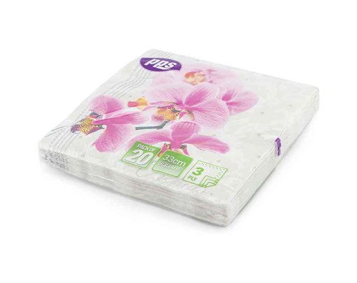 20PK 33cm 3PLY ORCHIDS NAPKINS