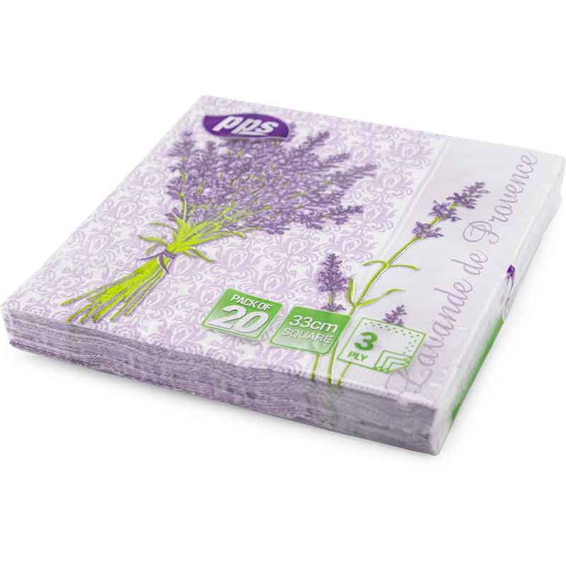 20PK 33cm 3PLY PURPLE LAVENDER BUNCH NAPKINS