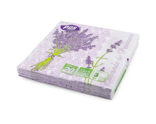 20PK 33cm 3PLY PURPLE LAVENDER BUNCH NAPKINS