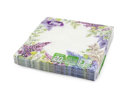 20PK 33cm 3PLY PURPLE LAVENDER NAPKINS