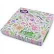 20PK 33cm 3PLY GREEN & PINK FLOWERS NAPKINS