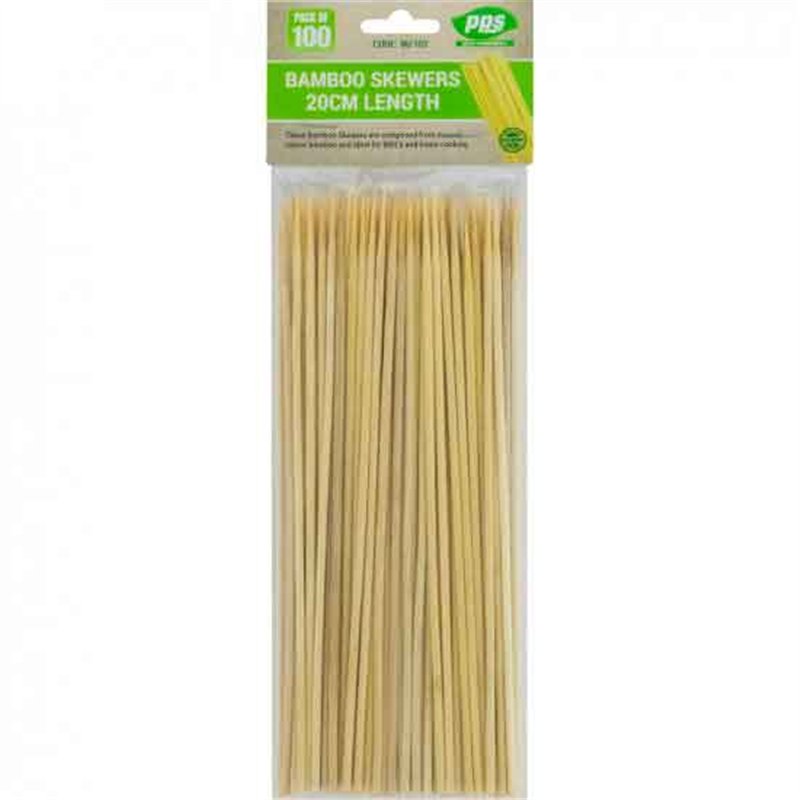 100PK 20cm PARTY BBQ SKEWERS