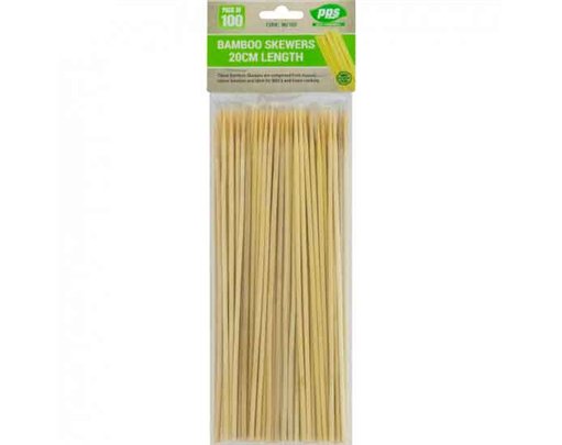 100PK 20cm PARTY BBQ SKEWERS