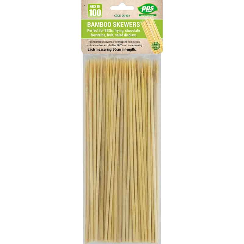 100PK 30cm PARTY BBQ SKEWERS