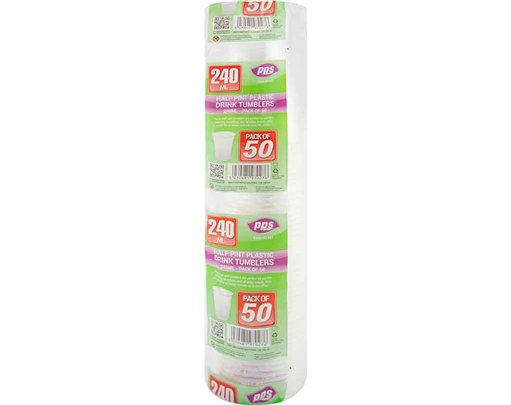 50PK HALF PINT PLASTIC GLASSES