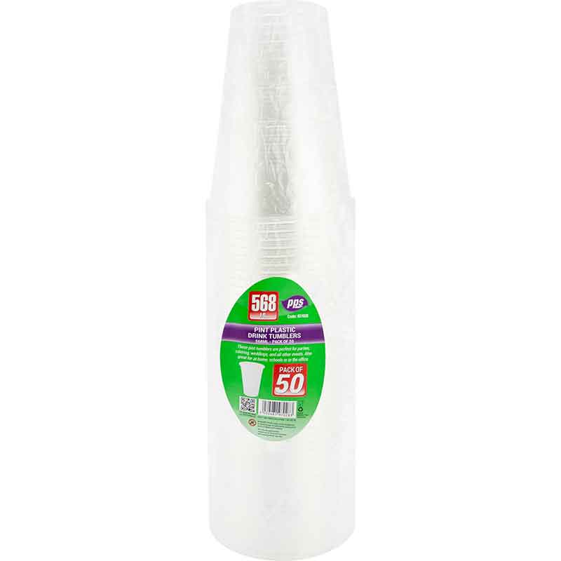50PK PLASTIC PINT GLASSES