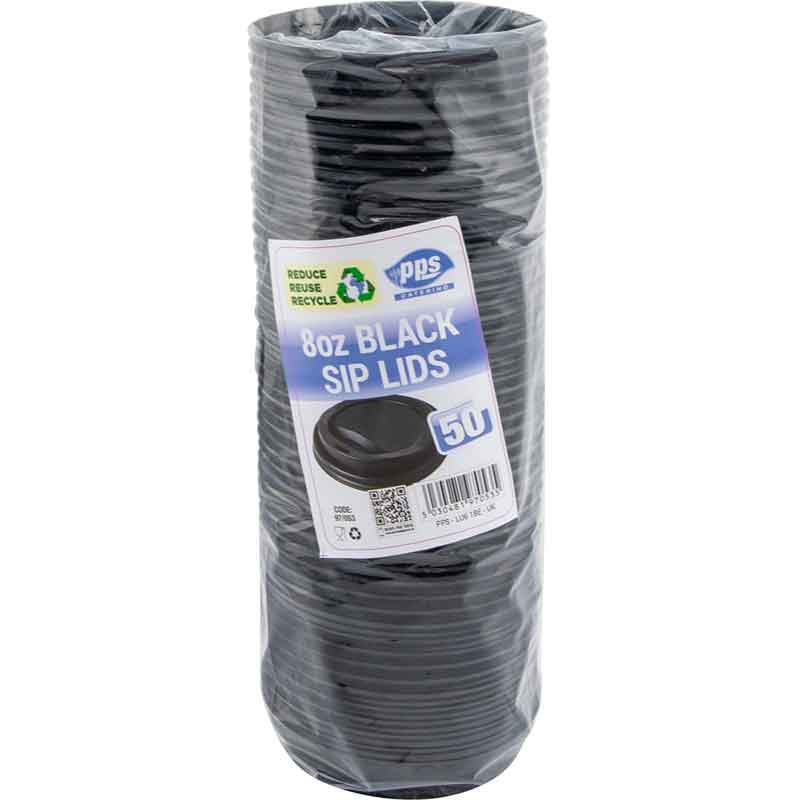 50PK 8oz BLACK DRINK CUP LIDS