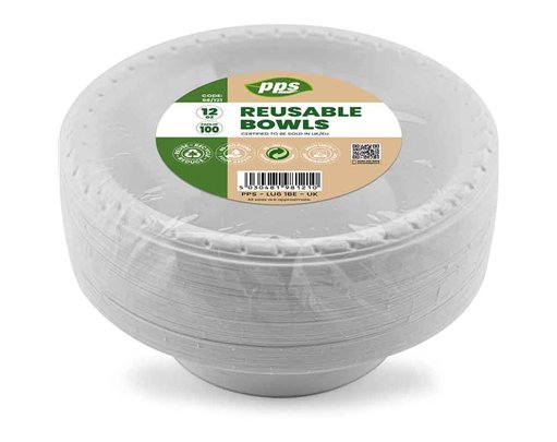 100PK 12oz WHITE PLASTIC BOWLS