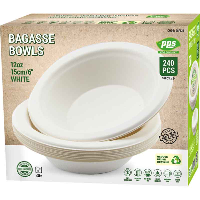 10PK 12oz WHITE BAGASSE PLATES