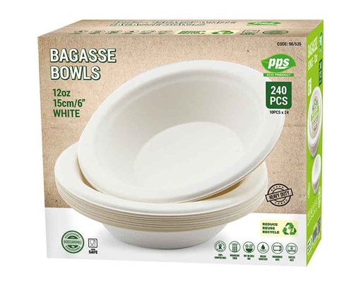 10PK 12oz WHITE BAGASSE PLATES