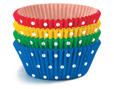 40PC ASST PLAIN COLOURS WITH DOTS BAKING CUPS