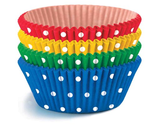 40PC ASST PLAIN COLOURS WITH DOTS BAKING CUPS
