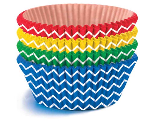 40PC ASST PLAIN COLOURS WITH CHEVRONS BAKING CUPS