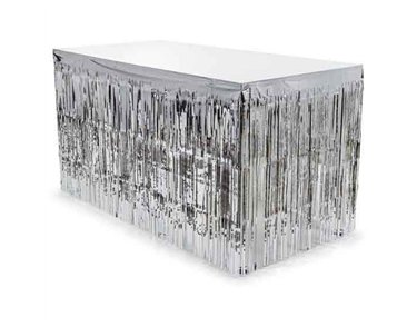 SILVER FRINGE TABLE SKIRT