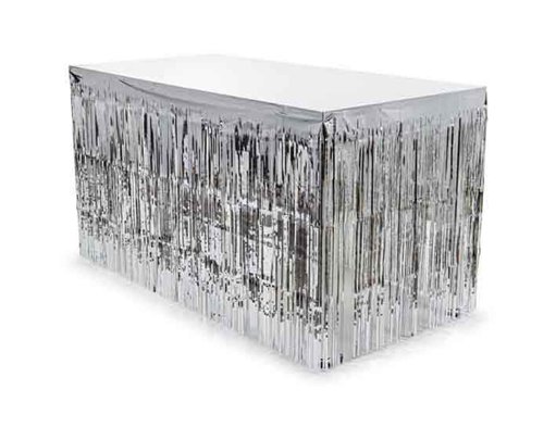 SILVER FRINGE TABLE SKIRT