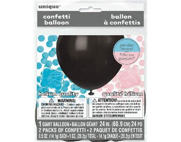 24IN BLACK GENDER REVEAL CONFETTI BALLOON
