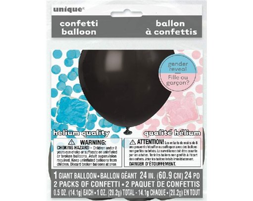 24IN BLACK GENDER REVEAL CONFETTI BALLOON
