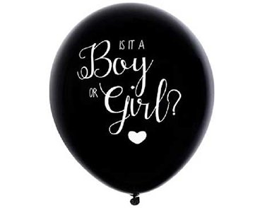 18in BLACK GENDER REVEAL BALLOON BLUE CONFETT